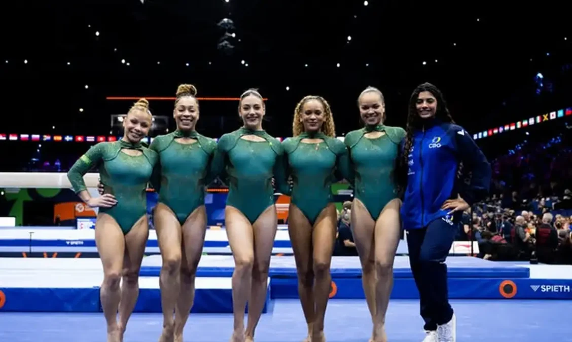Brasil conquista 5º lugar na final por equipes do Mundial de Ginástica Artística em Roterdã